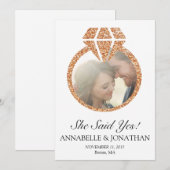 Ze zei ja Uitnodiging van de Engagement Party (Voorkant / Achterkant)