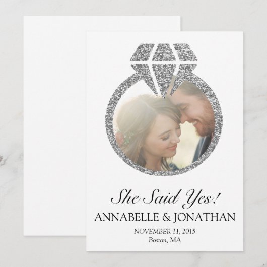 Ze zei ja Uitnodiging van de Engagement Party (Voorkant / Achterkant)