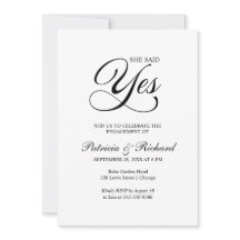 Ze zei ja Uitnodiging van de Engagement Party