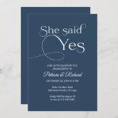 Ze zei ja Uitnodiging van de Engagement Party (Voorkant / Achterkant)