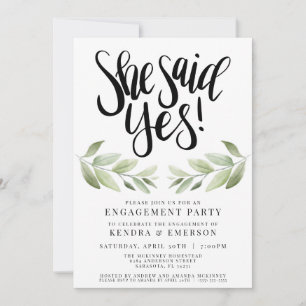 Ze zei ja Uitnodiging van de Engagement Party