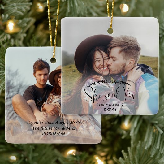 Ze zei ja! Verloving 2 Kerstfeest met foto's Keramisch Ornament