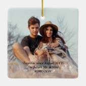 Ze zei ja! Verloving 2 Kerstfeest met foto's Keramisch Ornament (Achterkant)