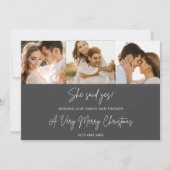 Ze zei ja Verloving 3 foto kerst Feestdagenkaart (Voorkant)