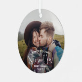 Ze zei ja! Verloving foto's 2 zijdige kerst Metalen Ornament (Voorkant links)