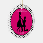 Ze zei ja Verloving gepersonaliseerde versiering Keramisch Ornament (Rechts)