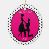 Ze zei ja Verloving gepersonaliseerde versiering Keramisch Ornament (Links)