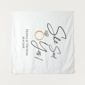 Ze zei Ja! Verloving Huwelijk Achtergrond banner Wandkleed (Voorkant (horizontaal))