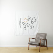 Ze zei Ja! Verloving Huwelijk Achtergrond banner Wandkleed (In Situ (horizontaal))