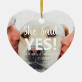Ze zei ja Verloving kerst met aangepaste foto's Keramisch Ornament (Voorkant)