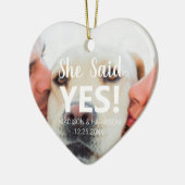 Ze zei ja Verloving kerst met aangepaste foto's Keramisch Ornament (Links)
