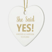 Ze zei ja Verloving kerst met aangepaste foto's Keramisch Ornament (Links)