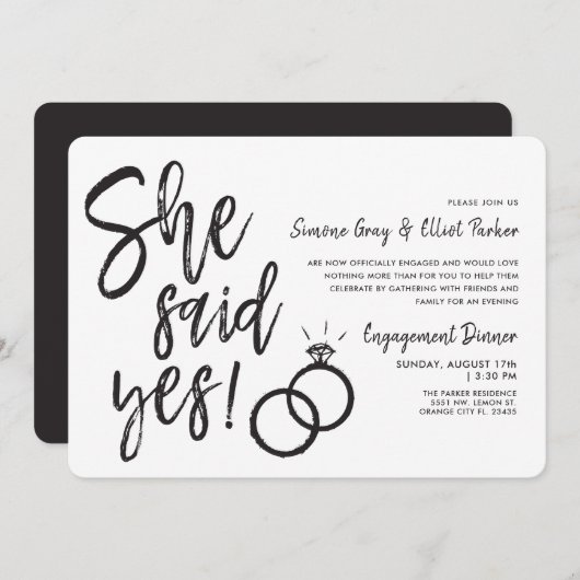 Ze zei ja | Verloving met dubbele ringen Kaart (Voorkant / Achterkant)