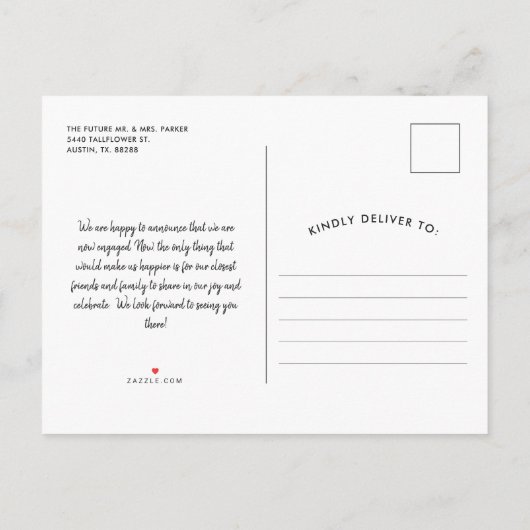 Ze zei ja! | Verloving met vriendjespolitiek Uitnodiging Briefkaart (Achterkant)