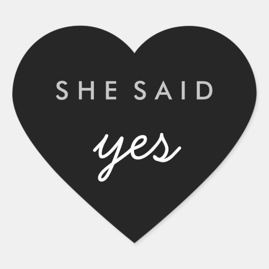 Ze zei ja Verloving Wedding Sticker Silver (Voorkant)