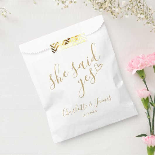 Ze zei ja Verlovingsfeest Chic Goud Bedankzakje (Gezegeld)
