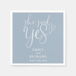 Ze zei ja verlovingsfeest Elegant Dusty Blue Servet