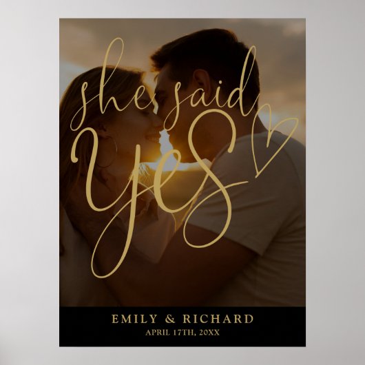 Ze zei ja verlovingsfeest foto welkomstbord poster (Voorkant)