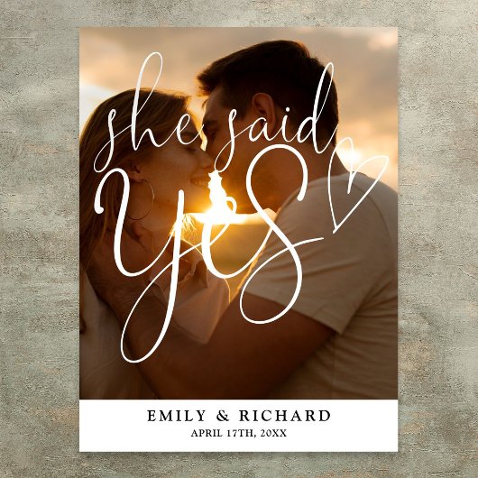 Ze zei ja verlovingsfeest foto welkomstbord poster