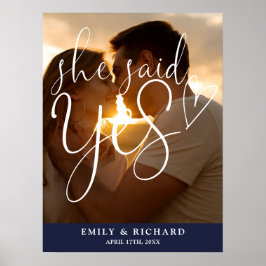 Ze zei ja verlovingsfeest foto welkomstbord poster