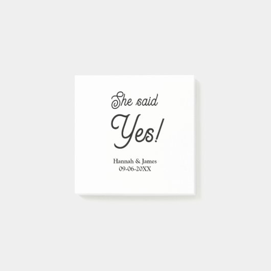 Ze zei ja verlovingsfeest naam datum eenvoudig min post-it® notes (Voorkant)