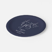Ze zei ja verlovingsfeest Navy Blue Papieren Bordje (Gekanteld)