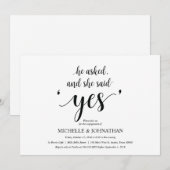 Ze zei ja, verlovingsfeest nodigt uit kaart (Voorkant / Achterkant)