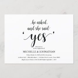 Ze zei ja, verlovingsfeest nodigt uit kaart