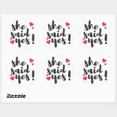 Ze zei ja! Verlovingsfeest – Romantisch Ronde Sticker (Vel)