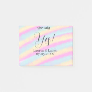 Ze zei ja verlovingsfeest roze blauw geel ste post-it® notes