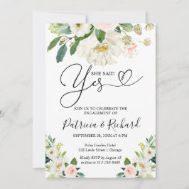 Ze zei ja verlovingsfeest uitnodiging Floral