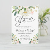 Ze zei ja verlovingsfeest uitnodiging Floral (Staand voorkant)