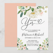 Ze zei ja verlovingsfeest uitnodiging Floral (Voorkant / Achterkant)