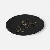 Ze zei ja verlovingsfeest zwart en goud papieren bordje (Gekanteld)