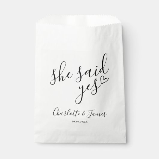 Ze zei ja, verlovingsfeest zwart op wit bedankzakje (Voorkant)