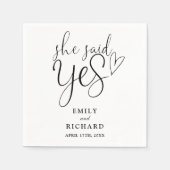 Ze zei ja, verlovingsfeest zwart op wit servet (Voorkant)