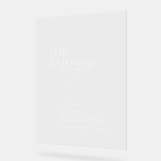 Ze zei ja Vrijgezellenfeest acryl welkomstbord Acryl Bord (Hoek)