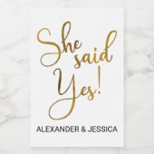 Ze zei ja wijn etiket (Enkel label)