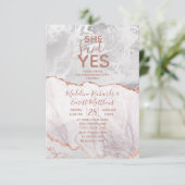 Ze zei ja wit & Roos gouden verlovingsfeest Kaart (Staand voorkant)