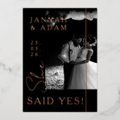 Ze zei ja zwart foto Verloving aankondiging (Voorkant)
