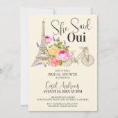 Ze zei Oui! Aquarel bloemige bruidsdouche Kaart (Voorkant)