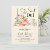 Ze zei Oui! Aquarel bloemige bruidsdouche Kaart (Staand voorkant)