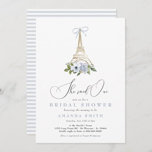 Ze zei: Oui French Eiffel Tower Vrijgezellenfeest Kaart (Voorkant / Achterkant)