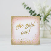 Ze zei Oui Invitation Pearl Kaart (Staand voorkant)