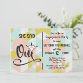 Ze zei Oui ja moderne verlovingsfeest Kaart (Staand voorkant)