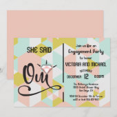 Ze zei Oui ja moderne verlovingsfeest Kaart (Voorkant / Achterkant)