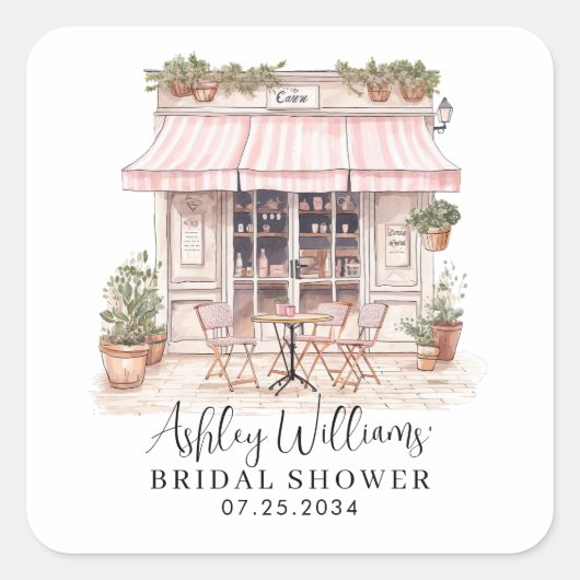 Ze zei Oui Ja Parijs Frans Café Bruidsmeisjes Vierkante Sticker (Voorkant)