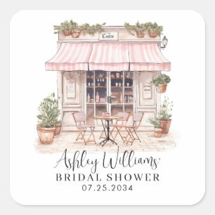 Ze zei Oui Ja Paris Frans Café Bruiloftsfeest Vierkante Sticker