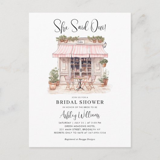 Ze zei Oui Ja Paris Frans Café Vrijgezellenfeest Briefkaart (Voorkant)