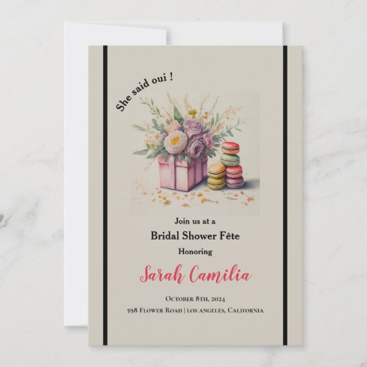 Ze zei Oui Macaron Frans Vrijgezellenfeest Kaart (Voorkant)